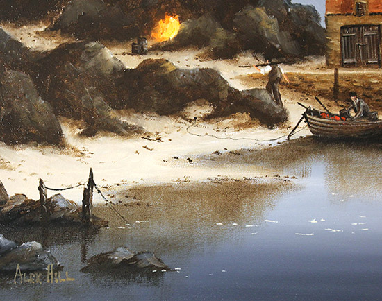 Alex Hill, Original oil painting on panel, The Smuggler's Rest  Signature image. Click to enlarge