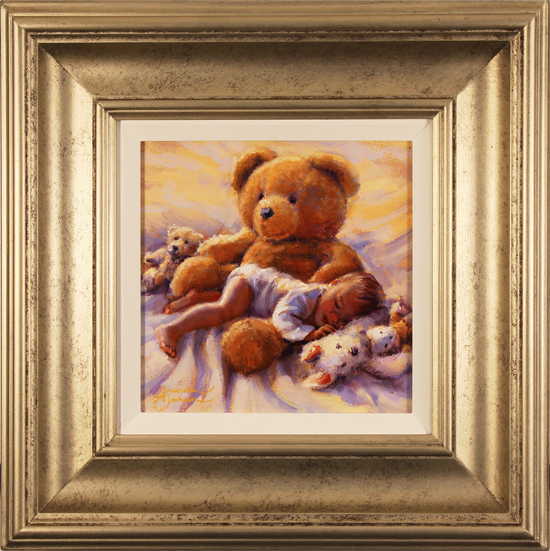 Amanda Jackson, Original oil painting on panel, The Teddy Bed