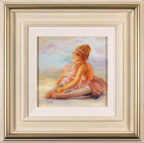 Amanda Jackson, Original oil painting on panel, Tying Ribbons, click to enlarge