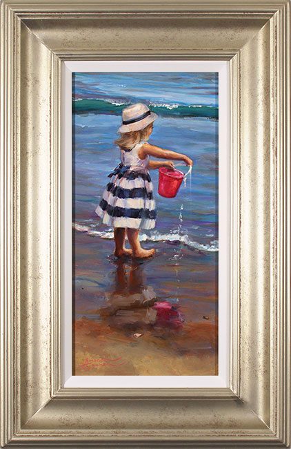 Amanda Jackson, Original oil painting on panel, The Bright Pink Bucket 