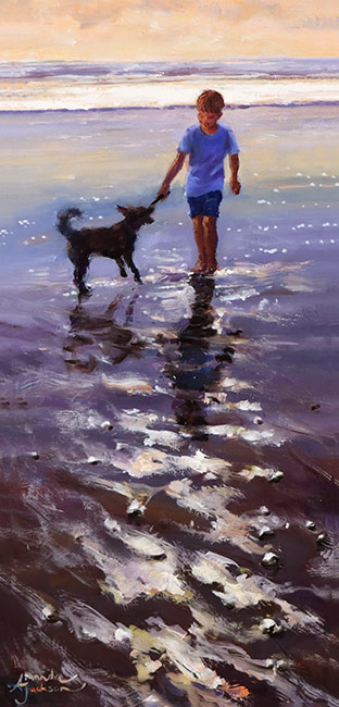 Amanda Jackson, Original oil painting on panel, Beach Pals Without frame image. Click to enlarge