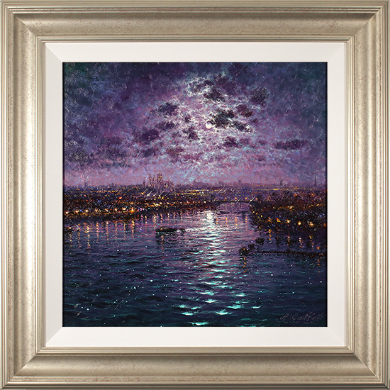 Andrew Grant Kurtis, Original oil painting on panel, Nocturnal Reflections of York Minster, click to enlarge