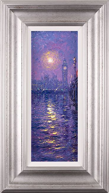 Andrew Grant Kurtis, Original oil painting on panel, Westminster by Moonlight