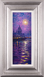 Andrew Grant Kurtis, Original oil painting on panel, Moonlight Sparkle, The Thames