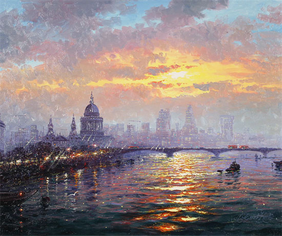 Andrew Grant Kurtis, Original oil painting on canvas, Thames Sparkle Without frame image. Click to enlarge