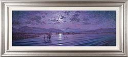 Andrew Grant Kurtis, Original acrylic painting on board, Moonlight Calm across Langdale Pikes