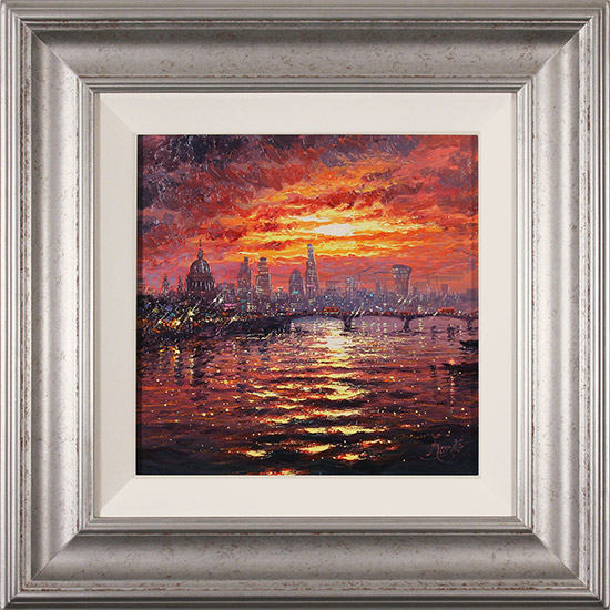Andrew Grant Kurtis, Original oil painting on canvas, Thames Sparkle at Sunset , click to enlarge
