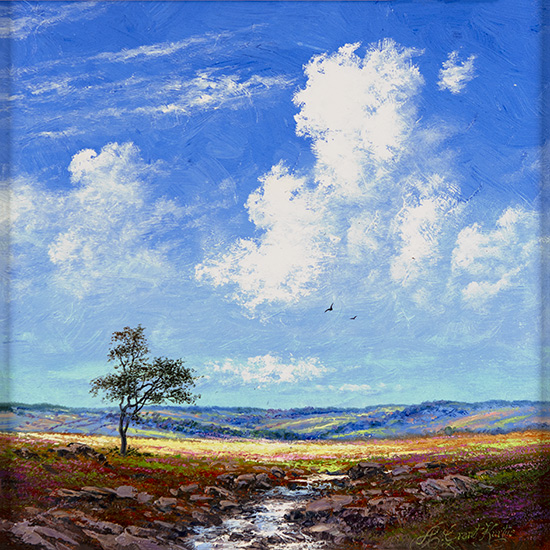 Andrew Grant Kurtis, Original oil painting on panel, Sunshine Across the Moor, Spindledom, Yorkshire