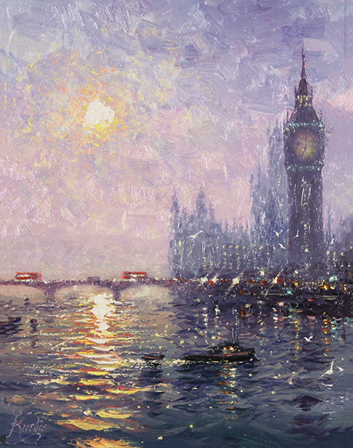 Andrew Grant Kurtis, Original oil painting on panel, Westminster Haze Without frame image. Click to enlarge
