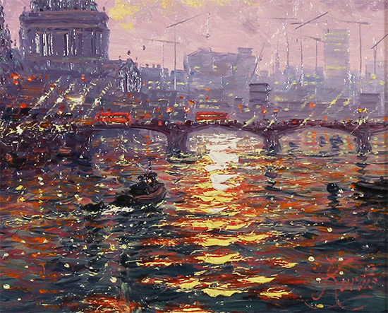 Andrew Grant Kurtis, Original oil painting on panel, Thames Sparkle Signature image. Click to enlarge