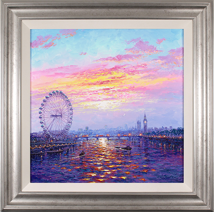 Andrew Grant Kurtis, Original oil painting on panel, London Eye on Westminster, click to enlarge