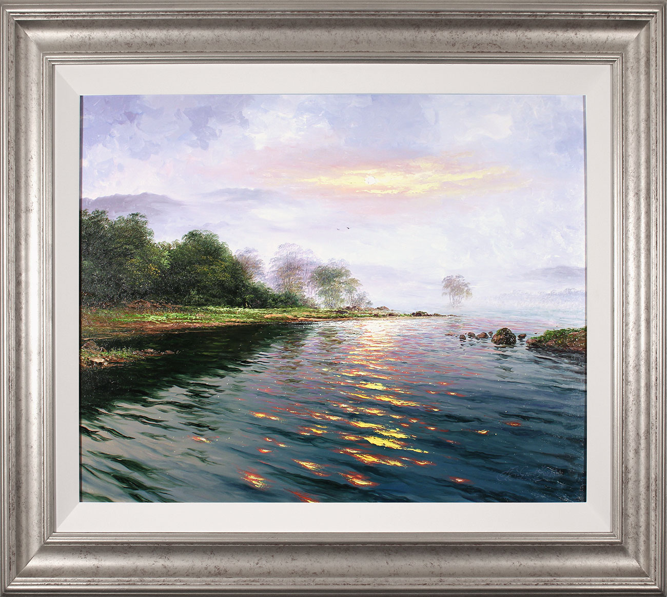 Andrew Grant Kurtis, Original oil painting on canvas, Morning Mist Across Derwentwater. Click to enlarge