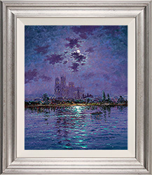 Andrew Grant Kurtis, Original oil painting on panel, Reflections of York Minster by Pale Moonlight
