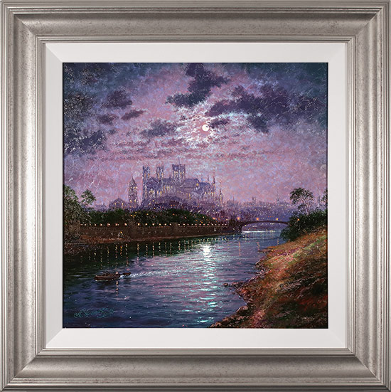 Andrew Grant Kurtis, Original oil painting on panel, Minster Moonlight, York, click to enlarge