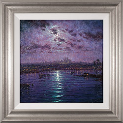 Andrew Grant Kurtis, Original oil painting on panel, Moonlight Sparkle across York Minster Large image. Click to enlarge