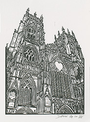 Andrew Winn , Original linocut print, York Minster, Great West Window