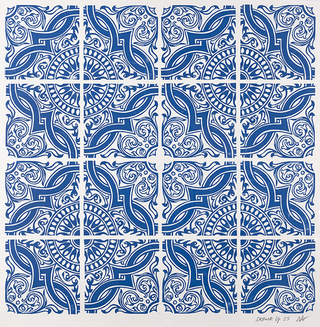 Andy Winn, Original linocut print, Portuguese Tile I