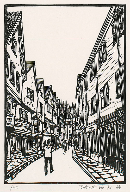 Andy Winn, Original linocut print, Low Petergate