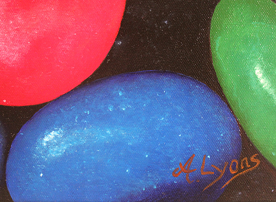 Angela Lyons, Original oil painting on canvas, M&Ms Signature image. Click to enlarge