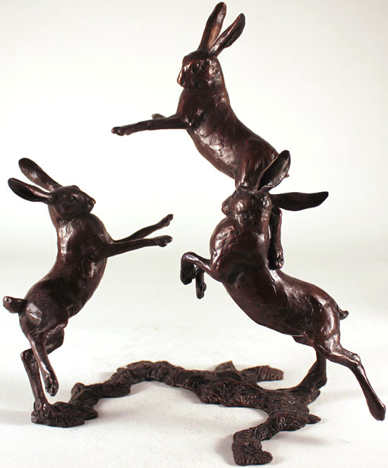 Michael Simpson, Bronze, Medium Hares Playing 