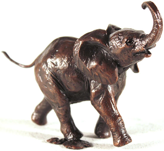 Michael Simpson, Bronze, Baby Elephant Running Signature image. Click to enlarge