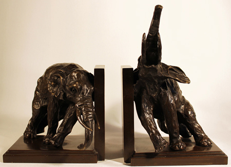 Bronze Statue, Bronze, Elephant Bookends, click to enlarge