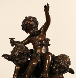 Bronze Statue, Bronze, Three Cherubs, with marble base