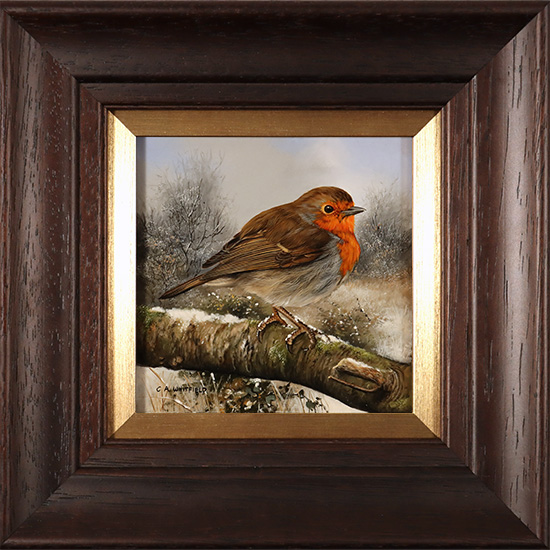 Carl Whitfield, Original oil painting on panel, Robin