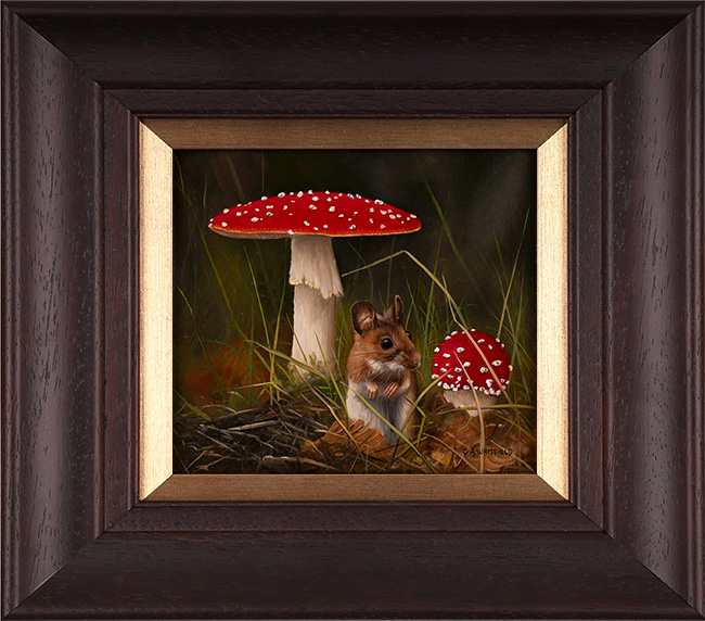 Carl Whitfield, Original oil painting on panel, Mouse and Toadstool, click to enlarge