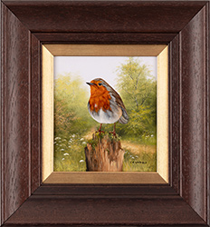 Carl Whitfield, Original oil painting on panel, Robin