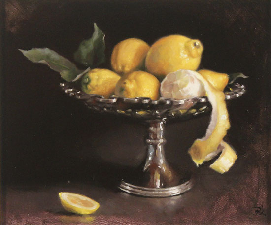 Caroline Richardson, Original oil painting on canvas, Lemons