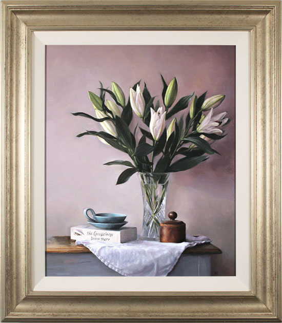 Caroline Richardson, Original oil painting on panel, Lily Bouquet