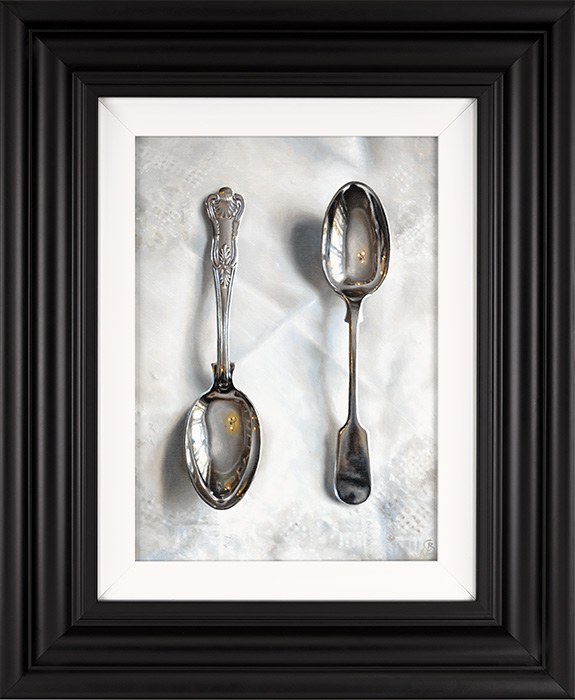 Caroline Richardson, Original oil painting on canvas, Silver Spoons, click to enlarge