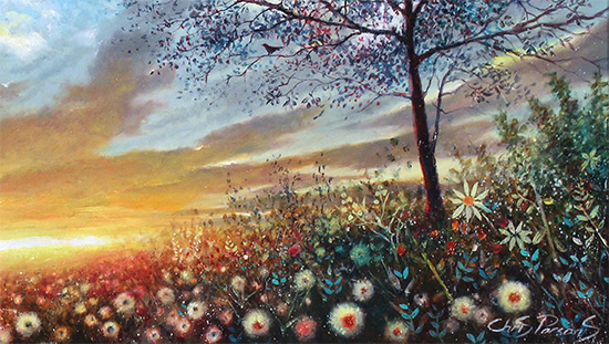 Chris Parsons, Original oil painting on panel, The Dawn Chorus Signature image. Click to enlarge