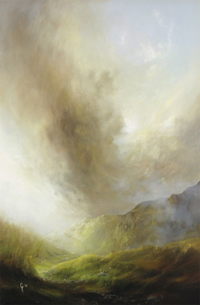 Clare Haley, Original oil painting on panel, Down to the Valley from the Mossy Path Without frame image. Click to enlarge