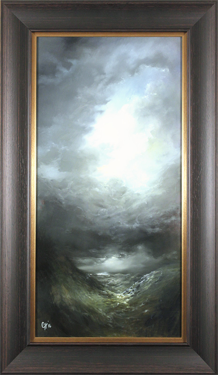 Clare Haley, Original oil painting on panel, Golden Moonlight