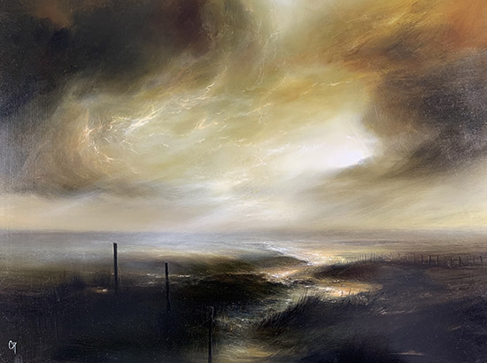 Clare Haley, Original oil painting on panel, Before Darkness Descends