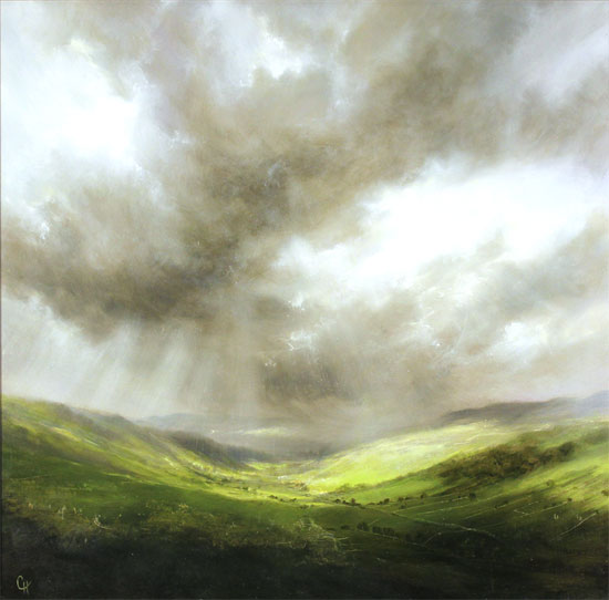 Clare Haley, Original oil painting on panel, Light Show at Wharfedale