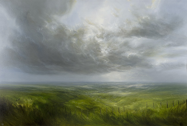 Clare Haley, Original oil painting on panel, When the Wind Blows