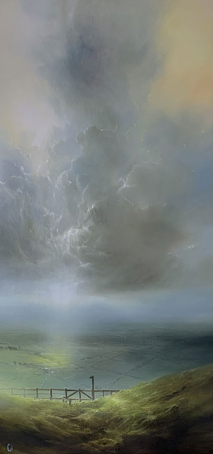 Clare Haley, Original oil painting on panel, On the Right Trail, click to enlarge