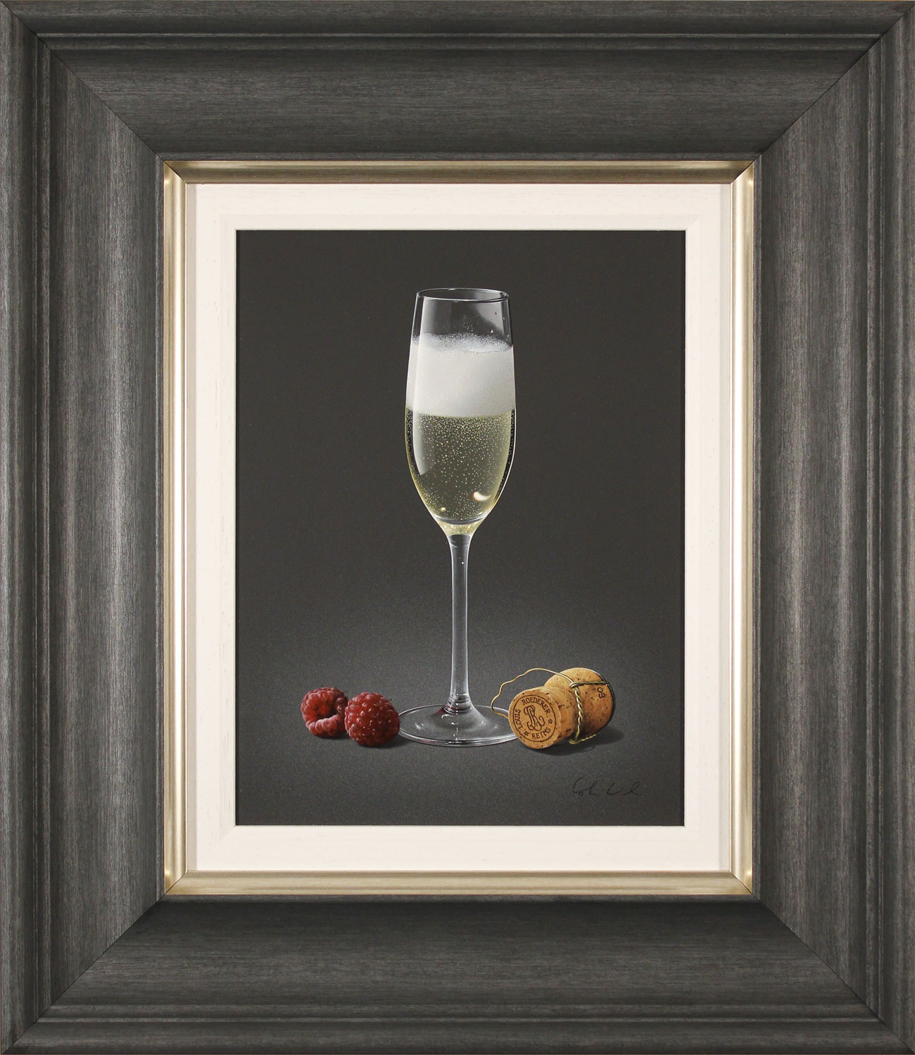 Colin Wilson, Original acrylic painting on board, Champagne and Raspberries. Click to enlarge