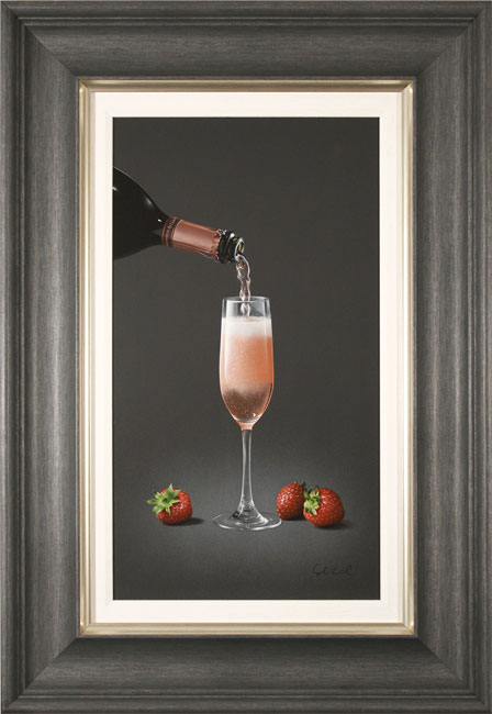 Colin Wilson, Original acrylic painting on board, Sparkling Rosé and Strawberries 