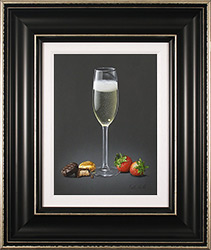 Colin Wilson, Original acrylic painting on board, Champagne and Strawberries 