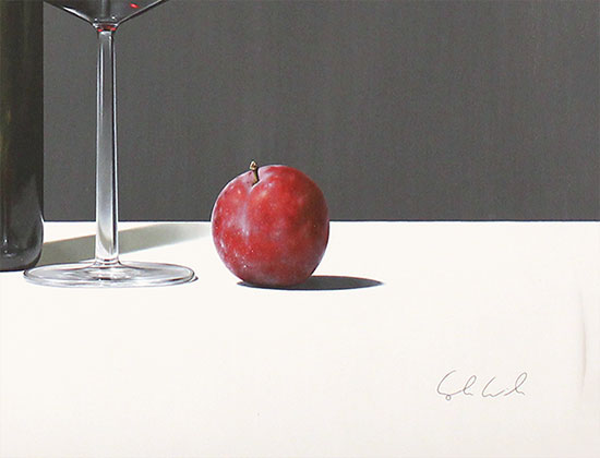 Colin Wilson, Original acrylic painting on board, Plums and Red Signature image. Click to enlarge