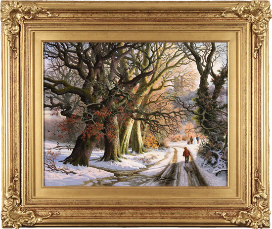 Daniel Van Der Putten, Original oil painting on panel, Country Lane to Broadway Tower, Cotswolds