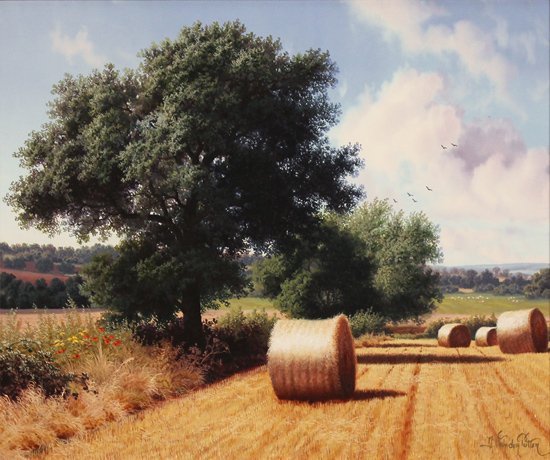 Daniel Van Der Putten, Original oil painting on panel, A Quiet Summer's Day, Litchborough 