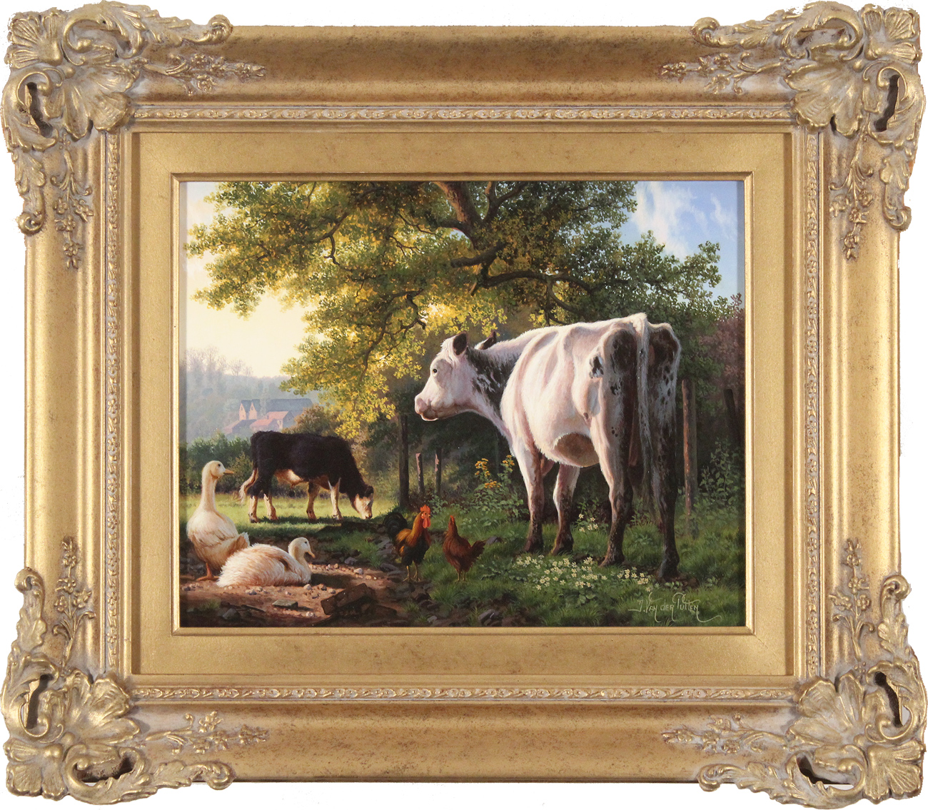 Daniel Van Der Putten, Original oil painting on panel, Farmyard Corner. Click to enlarge