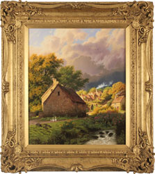 Daniel Van Der Putten, Original oil painting on panel, After the Rain, Bibury, Cotswolds Large image. Click to enlarge