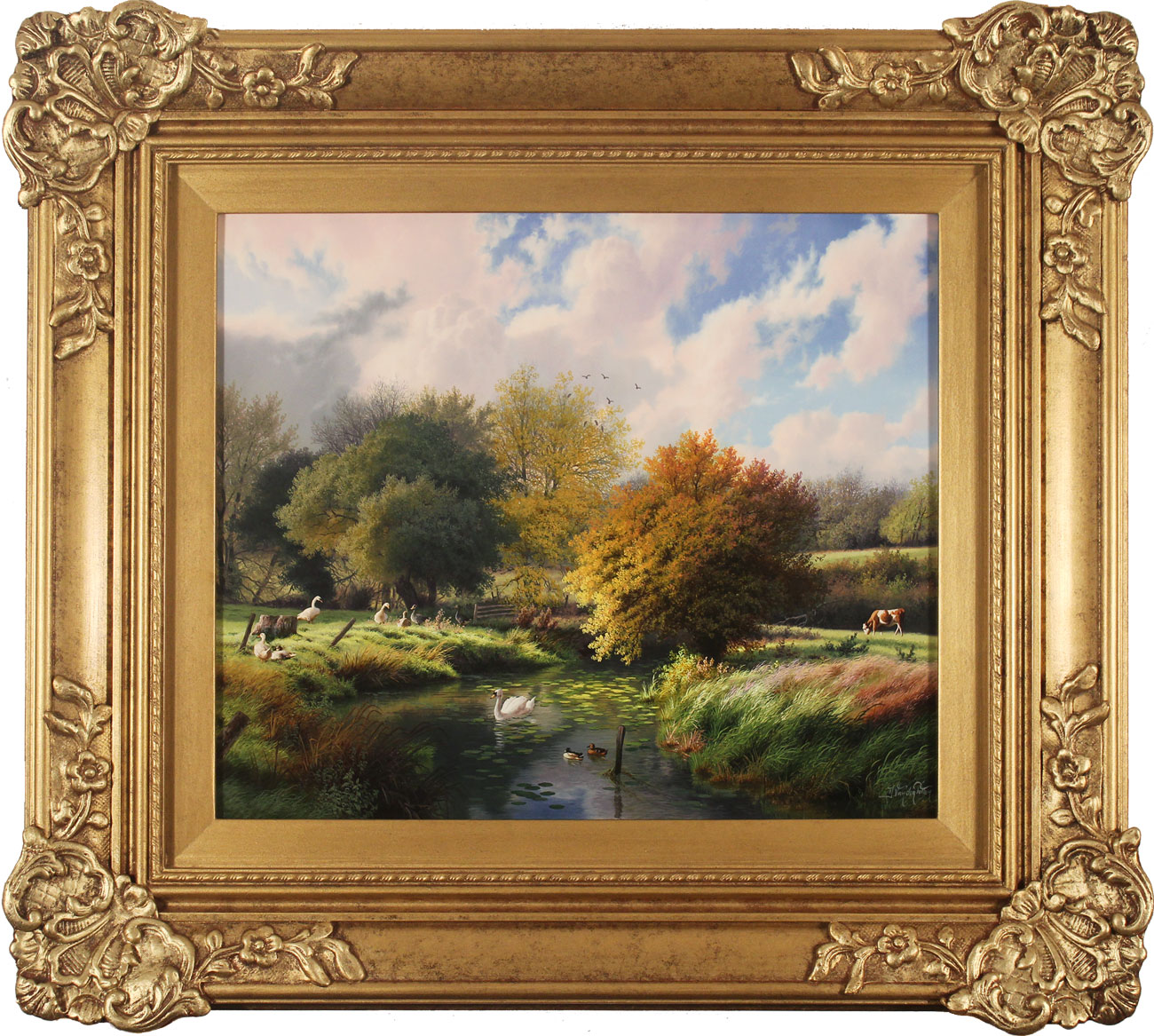 Daniel Van Der Putten, Original oil painting on panel, Autumn, River Dearne, Yorkshire. Click to enlarge