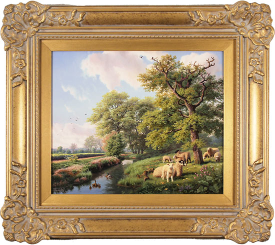 Daniel Van Der Putten, Original oil painting on panel, Spring at Skipton on Swale, Yorkshire , click to enlarge